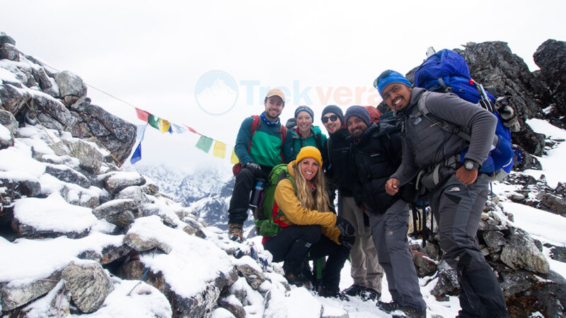 Trekvera crew on the top of sele-la pass