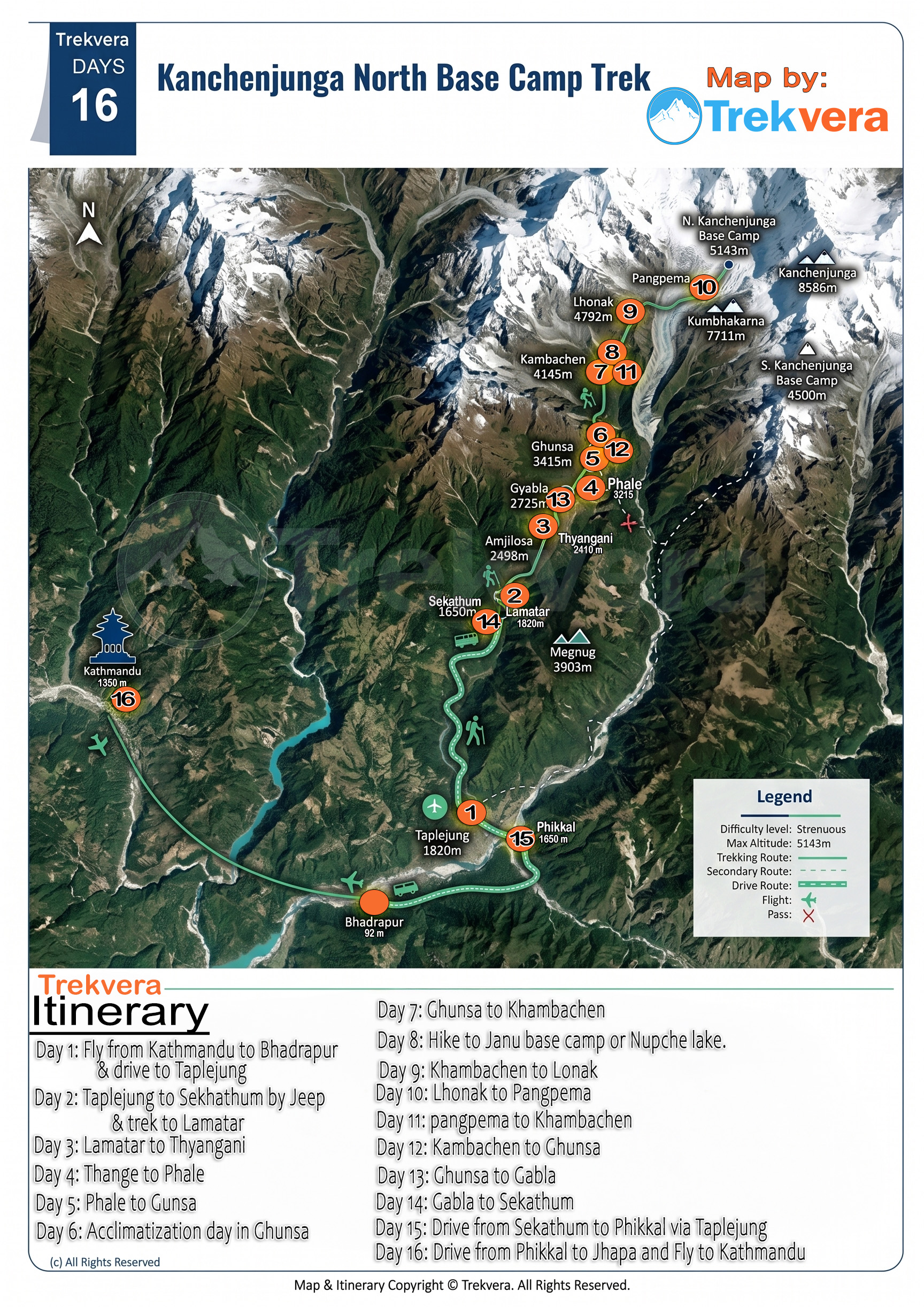 kanchenjunga north base camp trek map